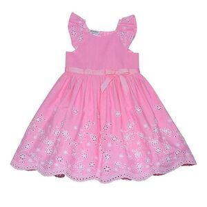 Blueberi Boulevard Baby Girls Floral Eyelet Trim Belted Dress Pink 24 Months